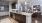 a kitchen with open countertop