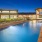 outdoor pool lit at night