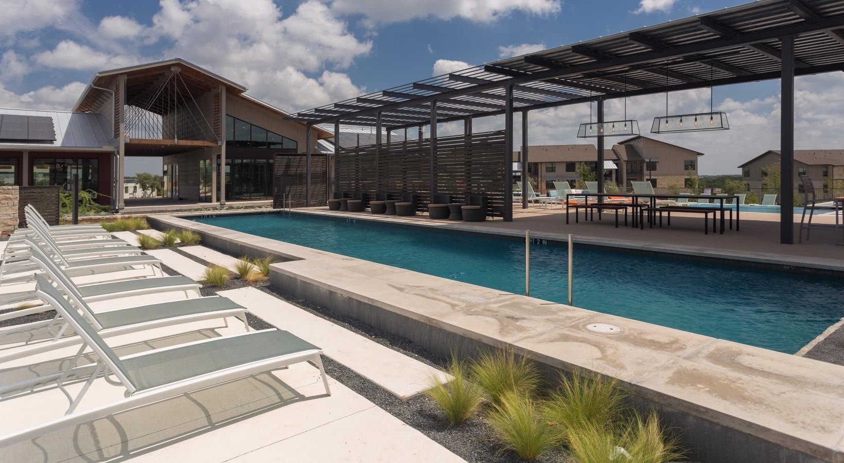 Resort-style swimming pool a swimming pool
