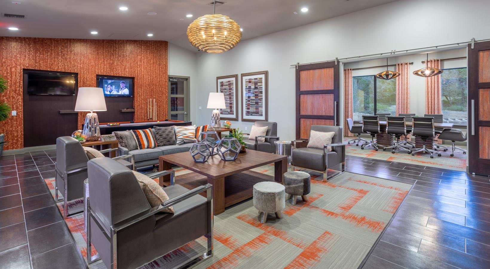Enjoy our resident-only features tv and sitting areas in large clubroom
