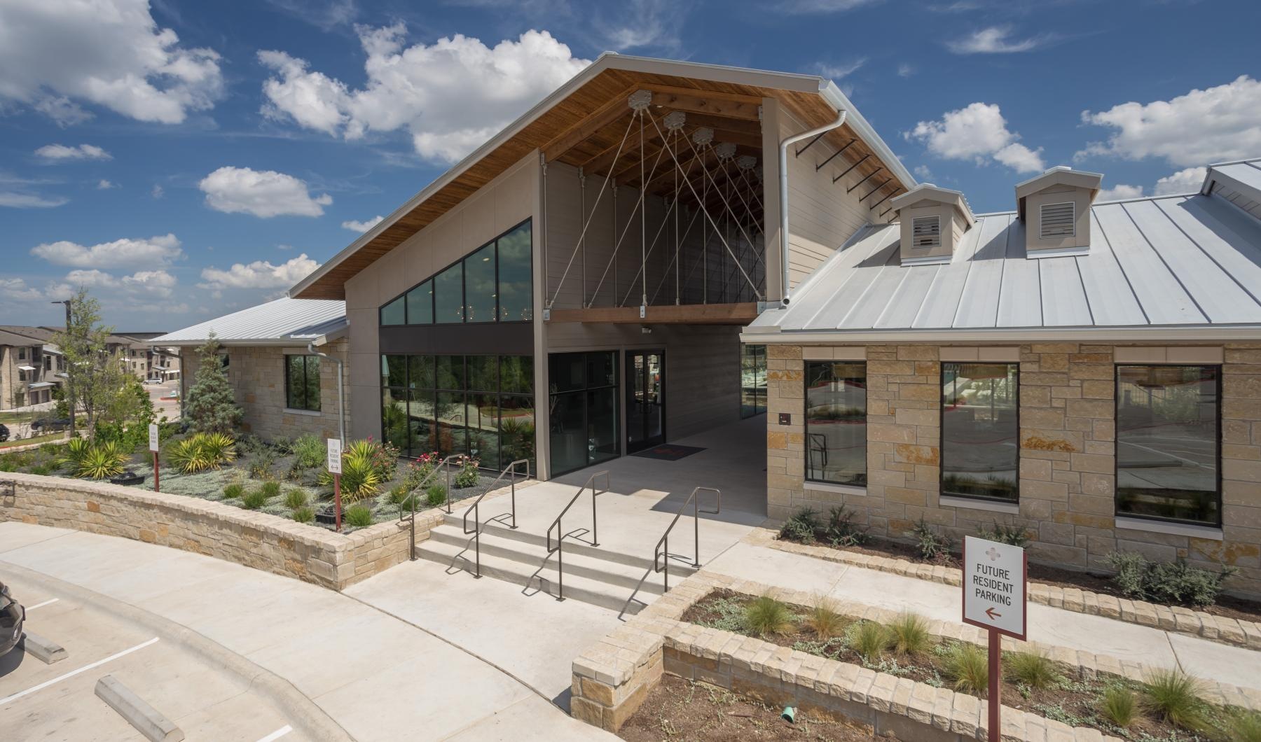 The essence of exceptional living leasing office exterior