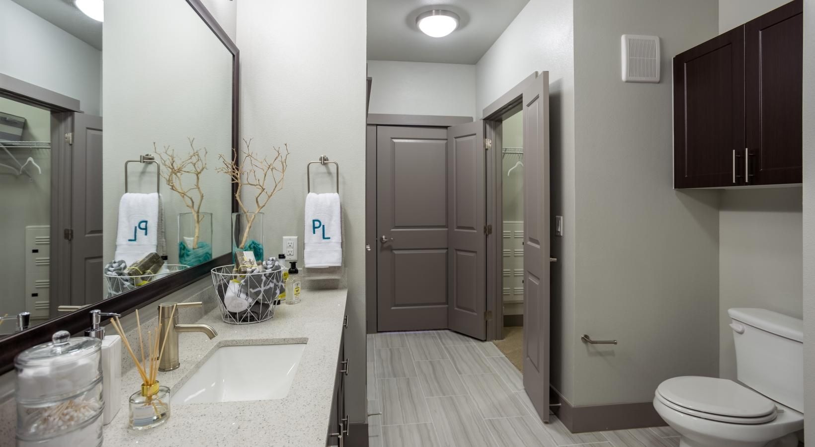 Bathroom options with thoughtful details a bathroom with walk-in closet